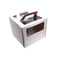 Коробка 24*24*20см с ручками окном Белая