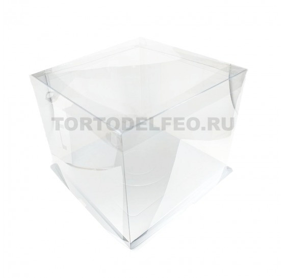 Коробка прозрачная подарочная для тортов белая 30*30*25см