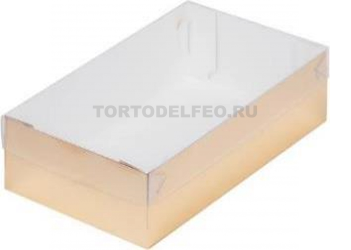Коробка с пластиковой крышкой золото 25*15*7см