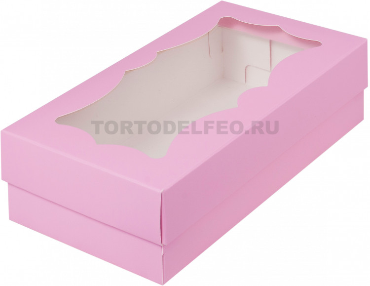 Коробочка розовая с окном 21*10*5,5см
