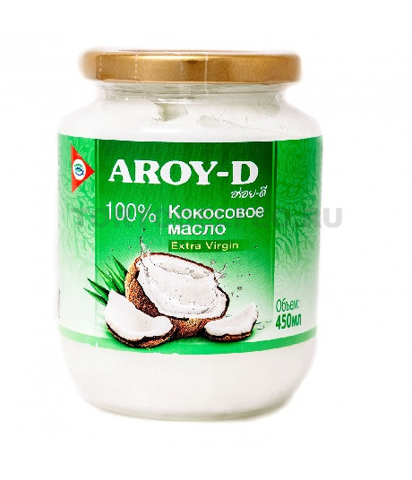 Масло кокосовое нераф 450гр Aroy-d